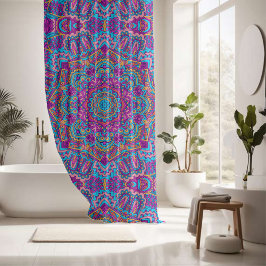 カラフル魅力的曼荼羅の継ぎ目のないパターン シャワーカーテン