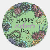 カラフル魅力的花の母の日 ラウンドシール (正面)
