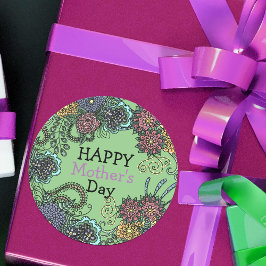 カラフル魅力的花の母の日 ラウンドシール