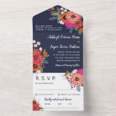 カラフル魅力的Bohoの結婚花 オールインワン招待状 (内側)