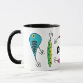 カラフル魚釣りルース名コーヒーマグ マグカップ (左)