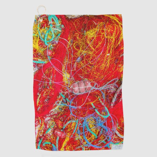 カラフル魚釣り網 ゴルフタオル (正面)