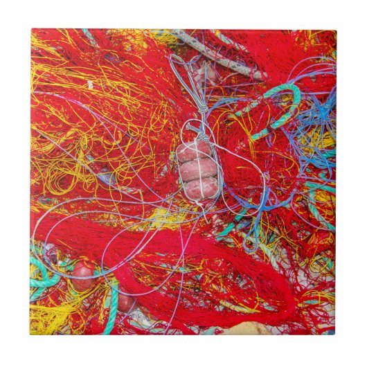 カラフル魚釣り網 タイル (正面)