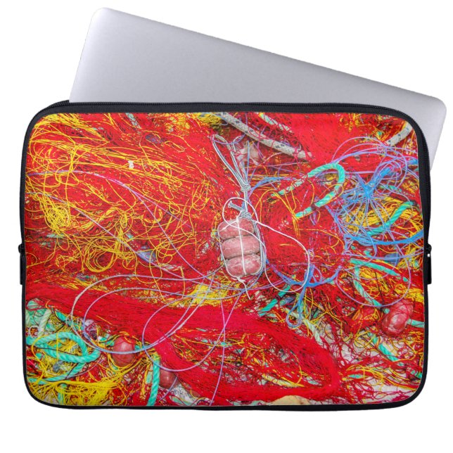 カラフル魚釣り網 ラップトップスリーブ (正面)