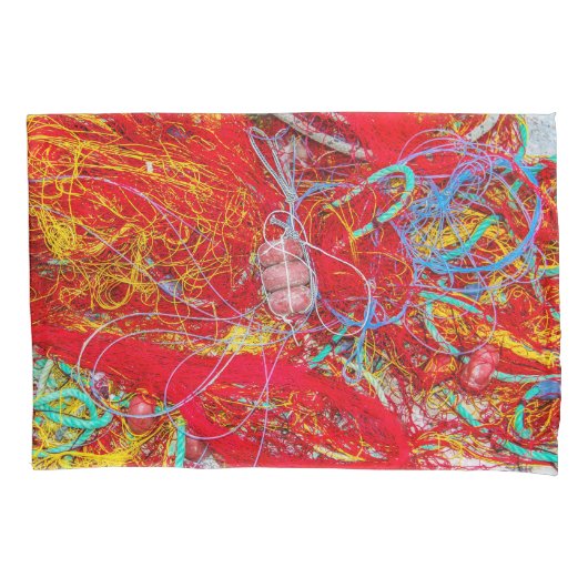 カラフル魚釣り網 枕カバー (正面)