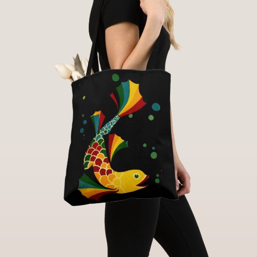 カラフル魚 トートバッグ (クローズアップ)