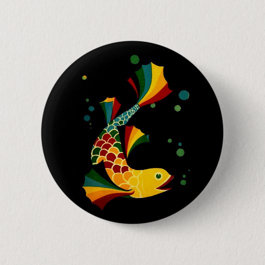 カラフル魚 缶バッジ (正面)