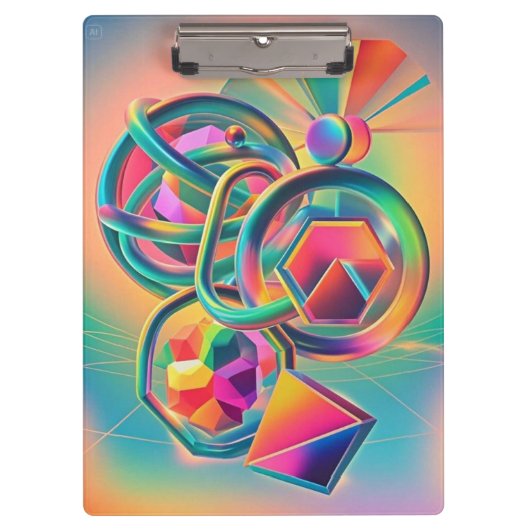 カラフル鮮やかお洒落と抽象芸術作品 クリップボード (正面)