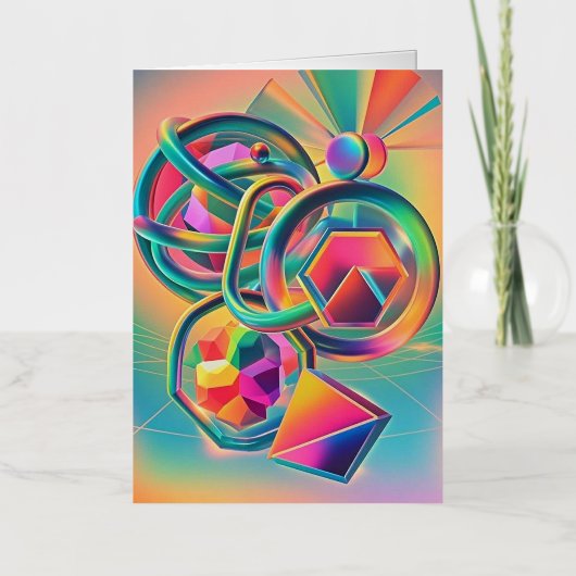 カラフル鮮やかお洒落と抽象芸術作品 箔グリーティングカード (正面)