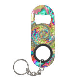 カラフル鮮やかはっきりしたGroovyトリップ(幻覚体験)のような Fractal Spiral キーホルダー栓抜き (正面)