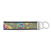 カラフル鮮やかはっきりしたGroovyトリップ(幻覚体験)のような Fractal Spiral リストバンドキーホルダー (鍵右)