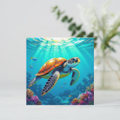 カラフル鮮やかウミガメ空白の カード (スタンド正面)