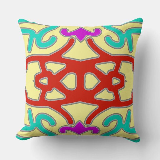 カラフル鮮やかクラシック布パターンデザイン クッション (正面)