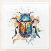 カラフル鮮やかスカラーブ ガラスコースター (正面)