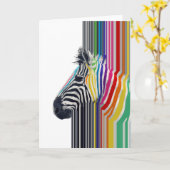 カラフル鮮やかストライプズゼブラ絵画ズ カード (黄色い花)