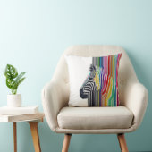 カラフル鮮やかストライプズゼブラ絵画ズ クッション (椅子)