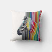 カラフル鮮やかストライプズゼブラ絵画ズ クッション (正面)