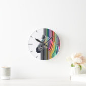 カラフル鮮やかストライプズゼブラ絵画ズ ラウンド壁時計 (ホーム)