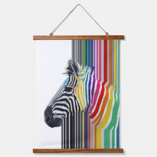 カラフル鮮やかストライプズゼブラ絵画ズ 吊り下げ型タペストリー (正面)