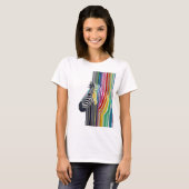 カラフル鮮やかストライプズゼブラ絵画ズ Tシャツ (正面フル)