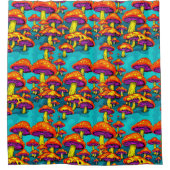 カラフル鮮やかトリップ（幻覚体験）のようなレトロ シャワーカーテン (正面)