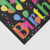 カラフル鮮やかハッピーバースデーバルーン黒 薄葉紙 (詳細)