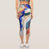 カラフル鮮やかファブリック溝状のキャップキャップ カプリレギンス (裏面)