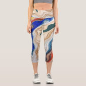 カラフル鮮やかファブリック溝状のキャップキャップ カプリレギンス (正面)