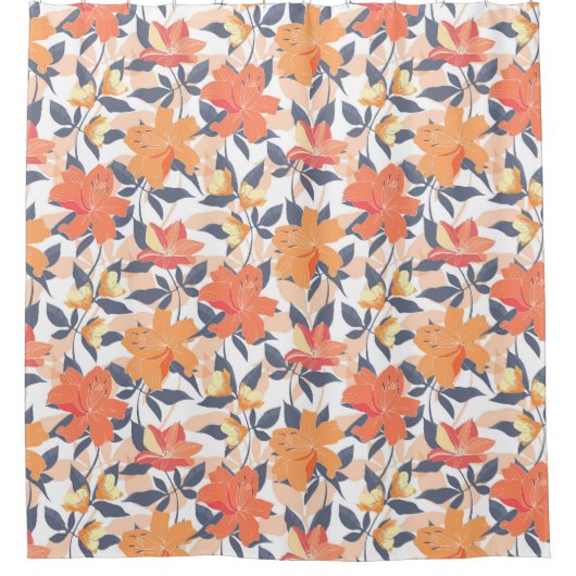 カラフル鮮やかフローラプリント シャワーカーテン (正面)