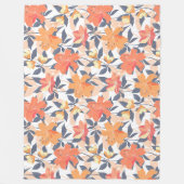 カラフル鮮やかフローラプリント フリースブランケット (正面)