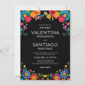 カラフル鮮やかフローラメキシコ結婚ン・フィエスタ 招待状 (正面)