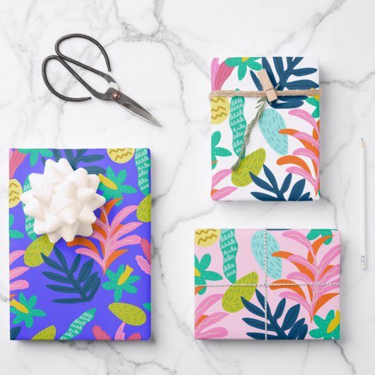 カラフル鮮やかフローラ包装紙フラットシート ラッピングペーパーシート (正面)