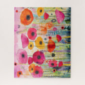 カラフル鮮やかポピー花畑フローラ ジグソーパズル (縦)