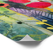 カラフル鮮やかポピー花畑フローラ ポスター (角)