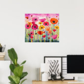 カラフル鮮やかポピー花畑フローラ ポスター (ホームオフィス)