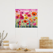 カラフル鮮やかポピー花畑フローラ ポスター (キッチン)