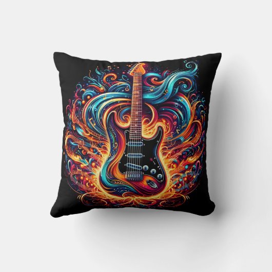 カラフル鮮やかメロディで渦を巻くギター クッション (裏面)