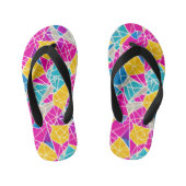 カラフル鮮やか抽象芸術の図形線 キッズビーチサンダル (フットベッド)