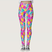 カラフル鮮やか抽象芸術の図形線 レギンス (正面)