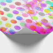 カラフル鮮やか水彩(ばちゃばちゃ)跳ねる水玉模様 ラッピングペーパー (角)