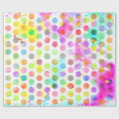 カラフル鮮やか水彩(ばちゃばちゃ)跳ねる水玉模様 ラッピングペーパー (フラット)