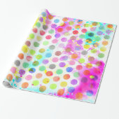 カラフル鮮やか水彩（ばちゃばちゃ）跳ねる水玉模様 ラッピングペーパー (アンロールド)