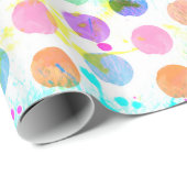 カラフル鮮やか水彩(ばちゃばちゃ)跳ねる水玉模様 ラッピングペーパー (ロールコーナー)