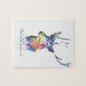 カラフル鮮やか水色(ばちゃばちゃ)跳ねる頭 ジグソーパズル (横)