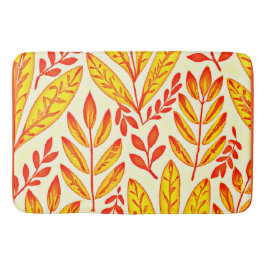 カラフル鮮やか葉モザイク離れ模様 バスマット