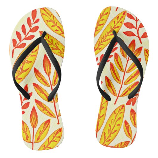 カラフル鮮やか葉モザイク離れ模様 ビーチサンダル (ソール)