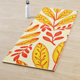 カラフル鮮やか葉モザイク離れ模様 ヨガマット