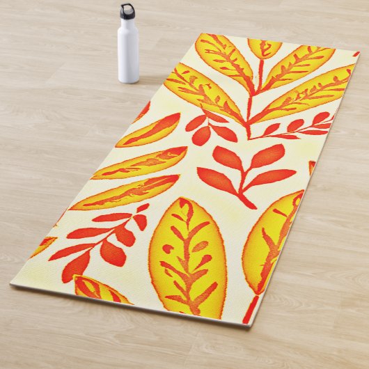 カラフル鮮やか葉モザイク離れ模様 ヨガマット (インサイチュ)