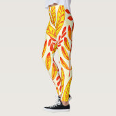 カラフル鮮やか葉モザイク離れ模様 レギンス (左)