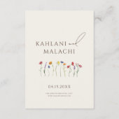 カラフル鮮やか野モダン花結婚詳細 エンクロージャーカード (裏面)